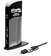 Plugable USB 3.0 Universal Laptop Docking Station Dual Monitor for Windows and Mac, USB 3.0 or US...