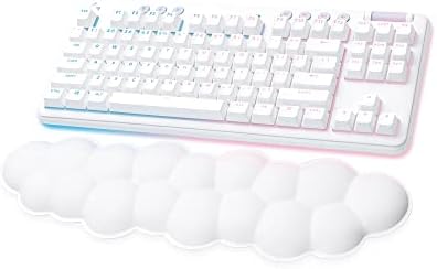 Logitech G715 Wireless Mechanical Gaming Keyboard with LIGHTSYNC RGB, LIGHTSPEED, Tactile Switches (GX Brown), and Keyboard Palm Rest, PC/Mac Compatible - White Mist