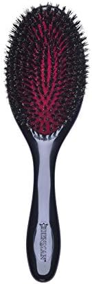 Denman Cushion Hair Brush (Medium) with Natural Boar Bristles - Used for Finishing, Up-Dos, Creating Sleek Styles – Black, D82M