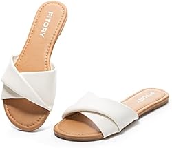 Sandalias Planas Mujer Moda Diapositivas Con Pantuflas De Cuero Suave Para Verano Blanco Talla 8