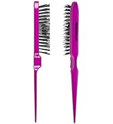 Denman (Purple) Backcomber for Teasing, Smoothing & Up Do - Three Rows of Stiff Bristle - Use on ...