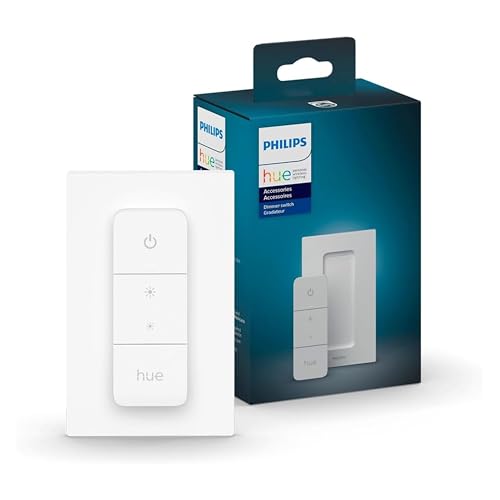 Philips Hue Smart Dimmer Switch with Remote, White - 1 Pack - Turns Hue Lights On, Off, Dims or Brightens - Requires Hue Brid