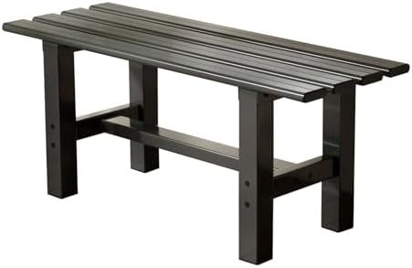 TECSPACE 35 Inches Aluminum Outdoor Weatherproof Bench Backless, 330 LBS Bearing Capacity Garden Porch Bench, Black