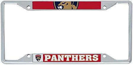 Desert Cactus Florida Panthers License Plate Frame Team NHL Metal Car Tag Holder for Front or Back of Car National Hockey League Officially Licensed (Up Close)