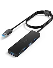 Aceele Data Hub 4 Ports USB 3.0 Ultra Fin avec câble étendu de 120cm/4ft - Hub USB 3.0 pour Macbook, Mac Pro/Mini, iMac, Surface Pro, XPS, Notebook PC, clés USB, disques durs externes, etc.