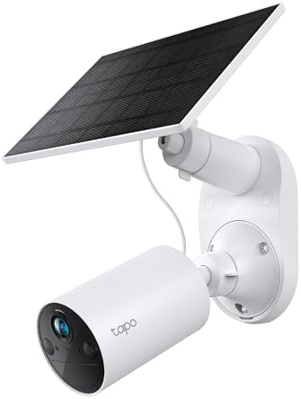 TP-Link 𝗧𝗮𝗽𝗼 SolarCam C402 Kit, Outdoor Battery Camera w/Solar Panel Base, Wireless, 1080P, Free Person/Vehicle Detection, SD/Cloud Storage, Color Night Vision, No Hub Needed, Works w/Alexa