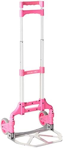 Magna Cart Personal MCX Folding Aluminum Hand Truck, Cart with Telescoping Handle, Rubber Wheels 5 inches, 150 Pound Capacity, Pink