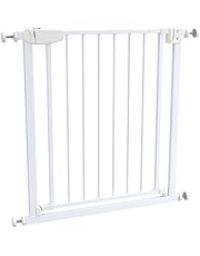 ALMAR Baby Barrera de Seguridad 75-82cm Blanco | Facil Montaje sin Tornillos para Puertas, Pasillos o Escalera para Niños o Mascotas | Valla Blanca con Sitema de Cierre Automático Giro Ambos Lados