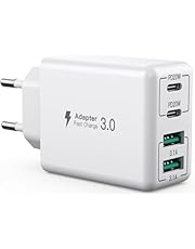 USB C-oplader, 40 W 4-poorts USB C-oplader, snellaadblok dubbele poort PD+QC wandstekker multiport type C compatibel met iPhone 14/13/12/11/Pro Max/XS/XR/8/7, iPad, Samsung telefoon, tablet