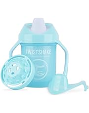 Twistshake Mini Cup Vaso de Aprendizaje para Beber, PP, con Antiderrame Boquilla de Blanda 230 ml, Taza de Entrenamiento para Sorber para Bebé y Mezclador de Frutas, Sin BPA, 4+ Meses, Azul Pastel