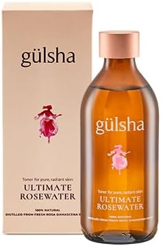 GULSHA ULTIMATE ROSEWATER, Natural Rosa Damascena Flower Water, Cleanses, Nourishes and Tones Skin, Restores Radiance to Your Skin, Free from Chemicals, 100% Natural Glow Rose Essence, 200ml/6.76fl oz