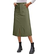 Happy Sailed Women’s High Waist Split A Line Corduroy Skirt Casual Fall Midi Skirts with Pockets