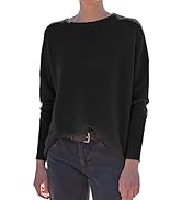 ANRABESS Women 2024 Fall Sweater Top Long Batwing Sleeve Drop Shoulder Crewneck Casual Ribbed Kni...