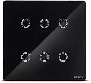 Steck, Interruptor Inteligente 4X4", Touch Wi-Fi Steck Ambiente Conectado, 6 Módulos, Preto