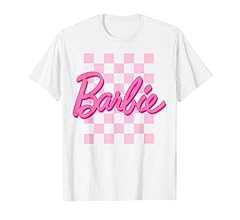 Barbie - Barbie Logo Checkered Background Short Sleeve T-Shirt For Women, Small