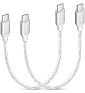 etguuds White Short USB C to USB C Cable [1ft, 2-Pack], 60W/3A Fast Charging Type C to Type C Cha...