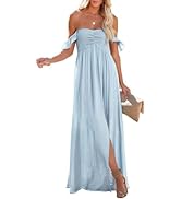 Happy Sailed Women's 2023 Summer Smocked Off The Shoulder Maxi Dresses Ruffle Short Sleeve A Line...