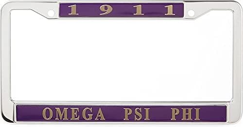 Omega Psi Phi 1911 Metal License Frame [Silver - Car/Truck]