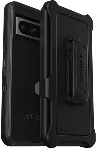 OtterBox Google Pixel 8 Pro Defender Series Case - Black, Rugged & Durable, with Port Protection, Includes Holster Clip Kickstand