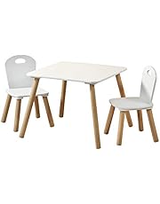 Kesper Mesa infantil con 2 aceras, blanco, Ma e: mesa 55 x 55 x 45 cm, silla 27,5 x 27,5 x 50,5 cm, 1771213