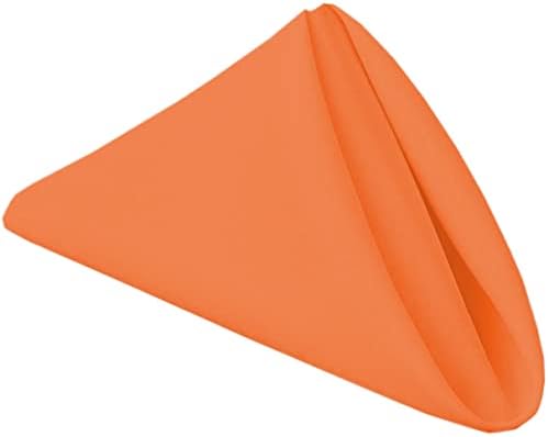 PLOYMONO Orange Heavy Duty Cloth Napkins - 17 x 17 Inch Solid Washable Polyester Dinner Napkins - Set of 8 Napkins with Hemmed Edges - Great for Parties, Fall Festival, Autumn, Halloween, Thanksgiving