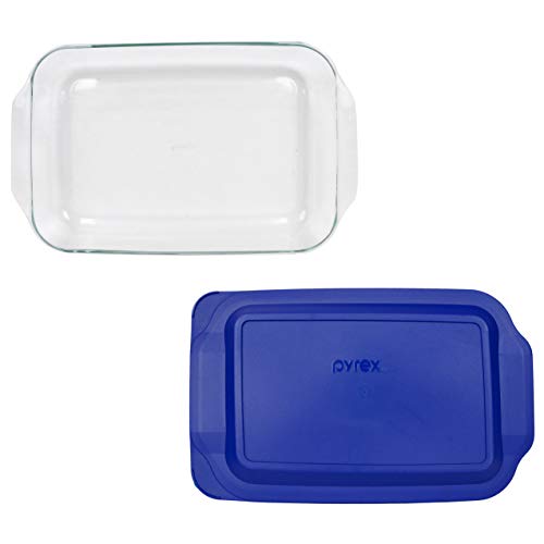 PYREX 3QT 9x13 Glass Baking Dish with Blue Cover