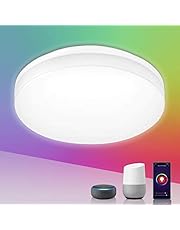 LE 15W Smart WiFi plafondlamp, 1250lm Ø22cm LED plafondlamp dimbaar (RGB + koud tot warm wit 2700-6500K), IP54 badkamerlamp bestuurbaar via app, compatibel met Alexa Google Home, geen hub nodig