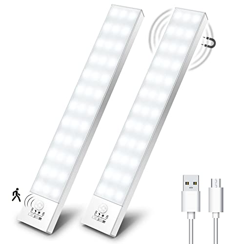 OUILA Luz LED Armario con Sensor Movimiento Blanco Natural 5000K 36 LEDs 4 Modos Luz LED Magnética Adhesiva USB Recargable 10