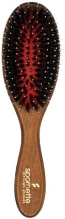 Spornette Classic German Porcupine Brush - Boar Bristles & Ball-Tipped Nylon Bristle Hair Brush with Wooden Handle - For Detangling, Straightening & Smoothing - For All Hair Types, Kids, Men & Women