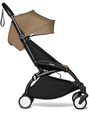 BABYZEN Cochecito 6+ YOYO2 (Chasis Negro con Pack 6+ Toffee) - Incluye arnés, respaldo, extensiones de capota, correa para llevar al hombro, el cojín del asiento y la capota a juego