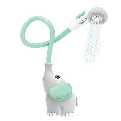 Yookidoo Baby Bath Shower Head - Elephant Water Pump with Trunk Spout Rinser - Control Water Flow from 2 Elephant Trunk Knobs