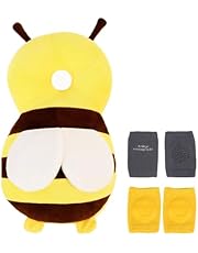 Jisrcha Mochila Protectora Cabeza Bebe, Protector Cabeza Bebe Golpes para Rodilleras Bebe Gateo, Ayuda para Gatear para Bebés de 4 A 24 Meses, Honey Bee