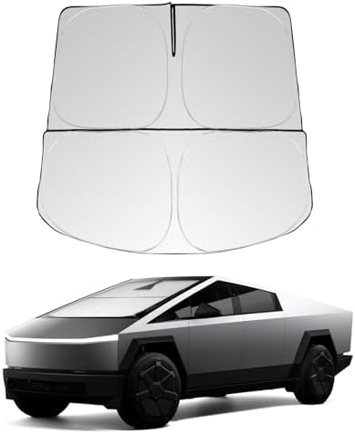 SKTU 2024 2025 Cybertruck Front Windshield Sunshade for 2024 2025 Tesla Cybertruck AWD/Cyberbeast Windshield Sun Shade Foldable for Blocks UV Rays and Blocks Heat and Sun Keeps Vehicle Cool