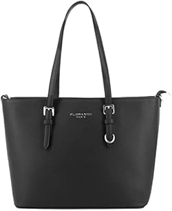 flora & co - Grand Sac à Main Femme - Cabas Fourre-Tout Simili Cuir PU Rigide - Sac Elégant Ville Travail Lycé