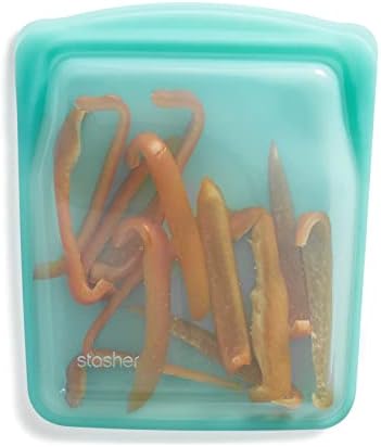 Stasher Premium Silicone Reusable Food Storage Quart Bag, Aqua | Microwave, Sous Vide, Dishwasher, Oven and Freezer Safe | BPA Free, Leak-free, Eco-friendly, 64 Oz