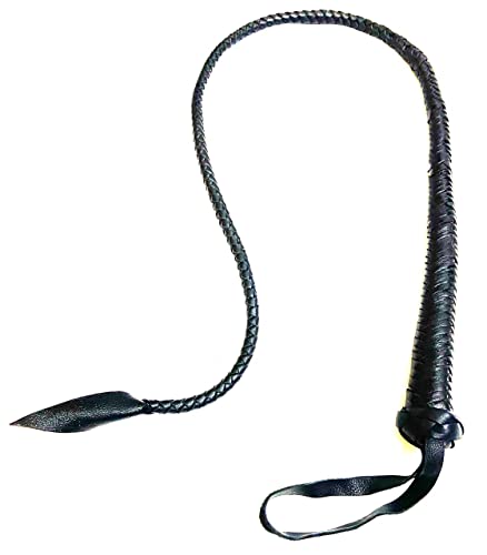 PETS TRIANGLE 3FT Leather Bull Whip Leather Handle Black Color