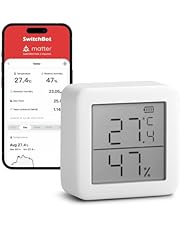 SwitchBot Thermometer Hygrometer Indoor - Digitale Hygrometer Bluetooth Thermo-Hygrometer met Meldingsalarm, Binnentemperatuur- en vochtigheidsmeter, Mini LCD Digitaal (Wit)