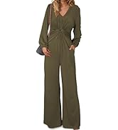 Happy Sailed Jumpsuits for Women Dressy Formal V Neck Twist Front Wedding Guest Jumpsuit Outfits ...