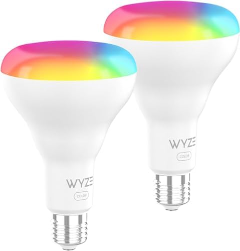 Wyze Lifestyle Bulb Color, BR30 Wi-Fi Smart Bulb, 16 Million Colors & Tunable White, Works with Alexa and Google Assistant, 75W Equivalent 950LM, Dimmable, Timer, CRI>90, E26, No Hub Required, 2-Pack