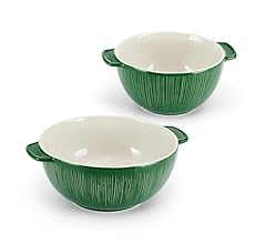 Fitz and Floyd Sicily Set of 2 Handled Serve Mixing Bowls, 9 Inch and 12 Inch, Green