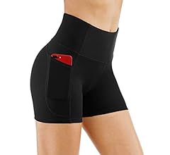 THE GYM PEOPLE High Waist Yoga Shorts for Women's Tummy Control Fitness Athletic Workout Running Shorts with Deep Pockets