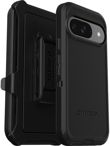 OtterBox Google Pixel 9 & 9 Pro Defender Series Case - Black, Rugged & Durable, with Port Protection, Includes Holster Clip Kickstand