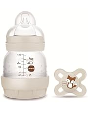 MAM Set Recién Nacido de Biberón Anticólicos, Biberón de 130ml, con Tetina 0 Flujo Extra Lento, Autoesterilizable y Fácil de Limpiar, MAM Easy Start Anti-Colic y Chupete de Silicona 0-2 meses