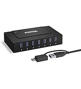 Plugable 7-in-1 USB Powered Hub for Laptops with USB-C or USB 3.0 - USB Power Station for Multipl...