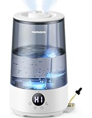 Homvana Humidificateur d&#39;Air bébé, 3.6 L Cool Mist Top-Fill, 16dB Silencieux (SilentSpray), 34H Durable Humidificateu Chambre, Plante, BPA Free Avec Plusieur Modes d&#39;humidité, 7 Color Light, Diffuseur