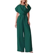 Happy Sailed Women Jumpsuits Dressy Short Sleeve Front Crisscross Tie Waist Belted Wide Leg Pant ...