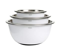 OXO Good Grips 3-Piece Stainless-Steel Mixing Bowl Set, White