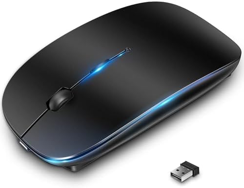 Anycool Wireless Mouse,2.4GHz with USB Mini Receiver,Mouse,Computer Mouse for Laptop/PC/Computer/Notebook,800-1600 DPI Optical Tracking,Slim Rechargeable Silent Mouse (Black)