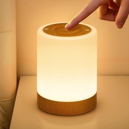 NIWOHOM Luz Nocturna Infantil con Luz Cálida, Lamparas de Mesita de Noche Tactil Regulable con 256 RGB Color y 5 Modos, Lampa