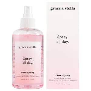 grace &amp; stella Award Winning Rose Water Facial Spray (240ml) - Vegan - Rose Water Spray For Face - Rosewater Spray Toner Rose Hydrosol - Rose Spray Facial Mist - Rosewater Spray Toner Rose Hydrosol